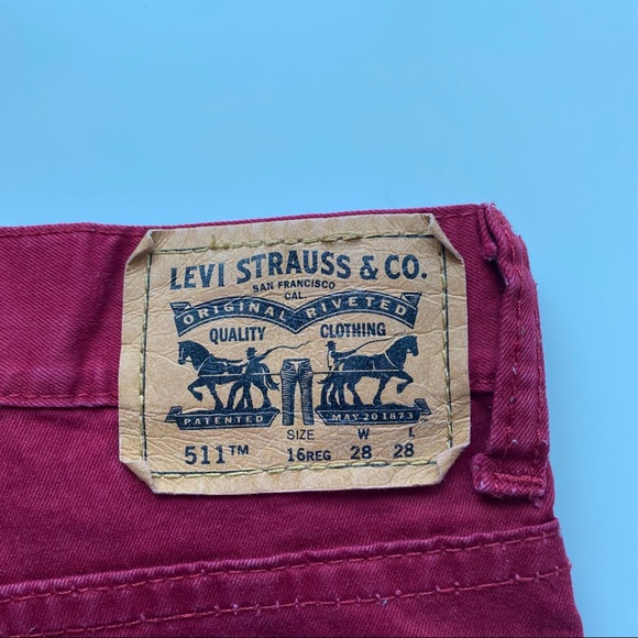 Levi’s 511 Slim fit Red Jeans size 16 Y, W28, L28 - Picture 8 of 9